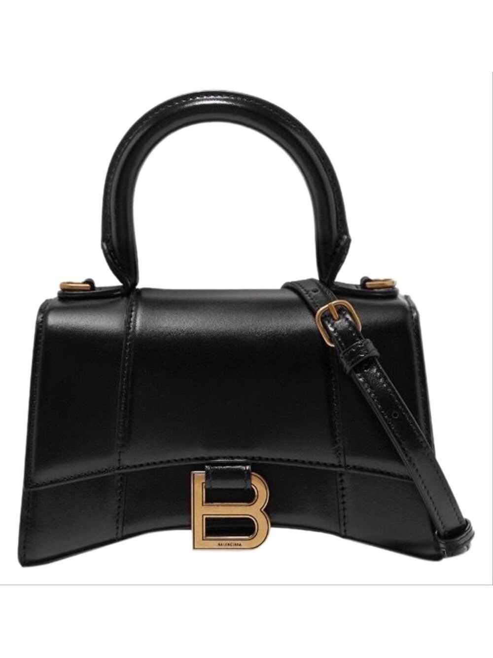 BALENCIAGA Hourglass XS B logo leather shoulder bag